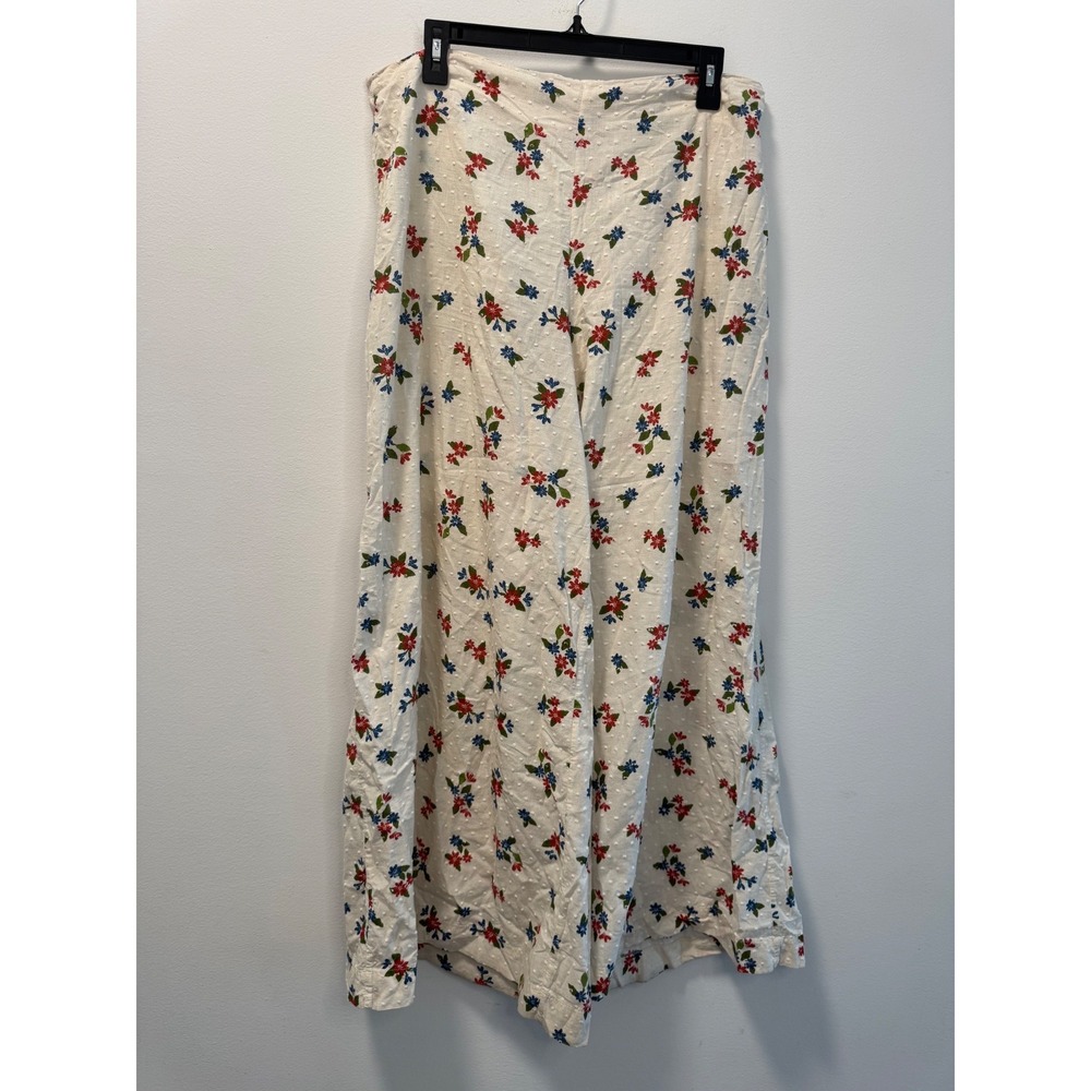 Farm Rio Floral Swiss Dot Super Wide Leg Lightweight Pants High Rise Boho L XL